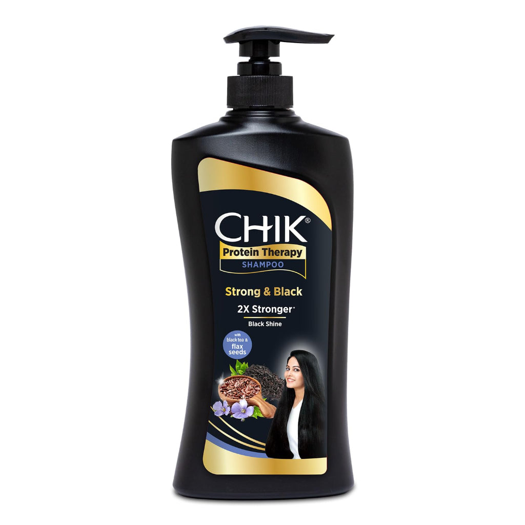 Chik Protein Therapy Shampoo |For 2X Stronger & Black Hair |With the Goodness Of Flax Seeds & Black Tea | 650ml