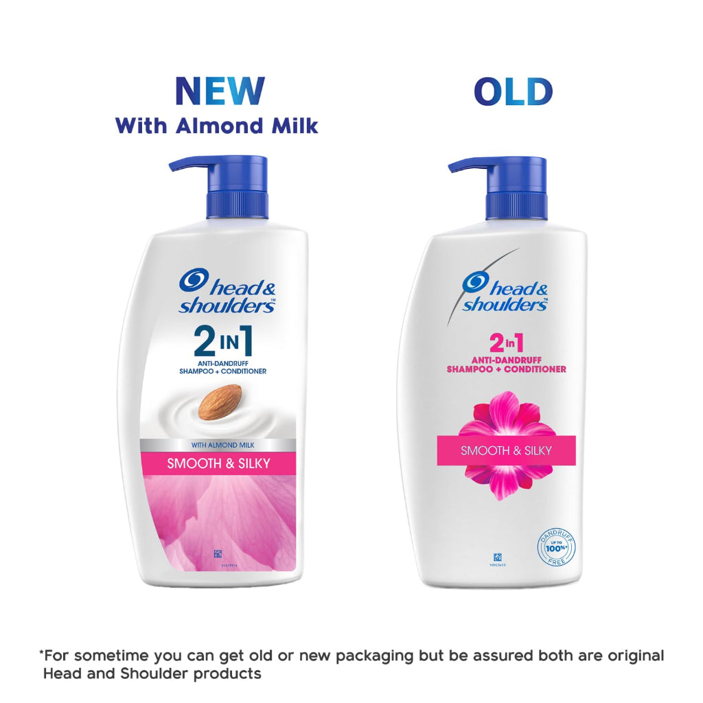Head & Shoulders 2-in-1 Smooth and Silky Anti Dandruff Shampoo + Conditioner for Women & Men, With Almond Milk (1 L)