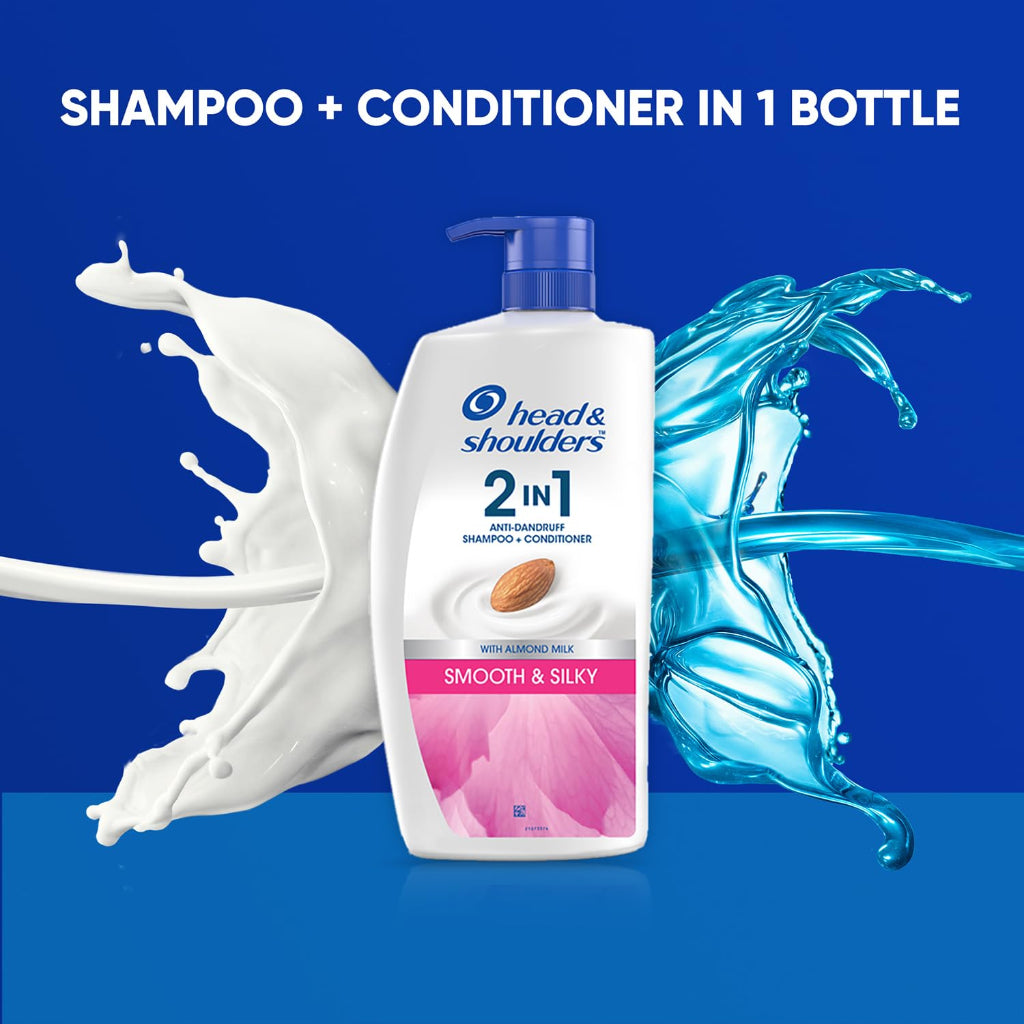 Head & Shoulders 2-in-1 Smooth and Silky Anti Dandruff Shampoo + Conditioner for Women & Men, With Almond Milk (1 L)