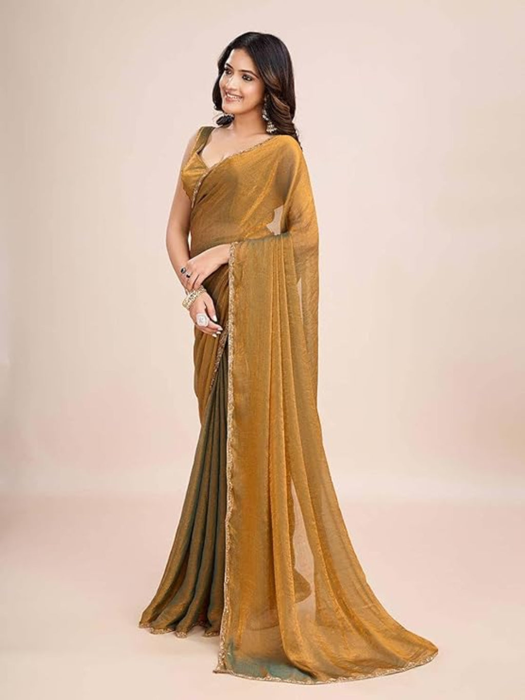Brittney Women's Soft Zimmy Choo Fandy Silk Saree With Hand Work Lace Boarder & Comes With Unstitched Blouse Piece