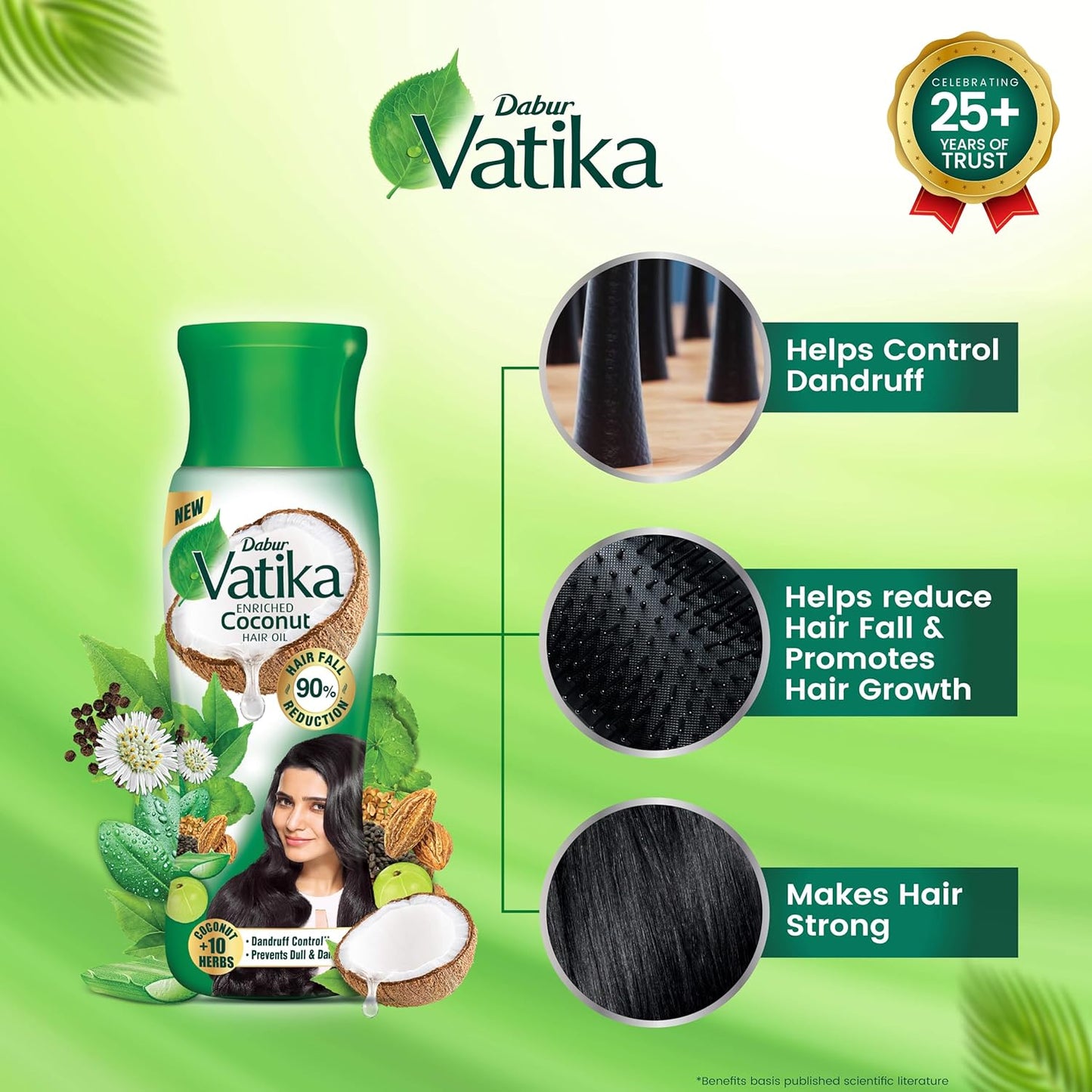 Vatika Enriched Coconut Hair Oil , 450 ml - Clinically Tested to Reduce 50% Hairfall in 4 Weeks