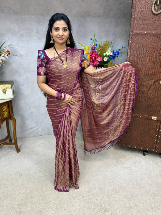 Fancy Saree With Work Blouse
