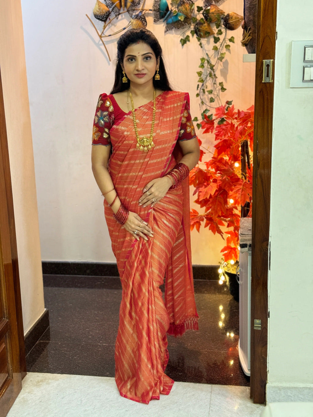 Fancy Saree With Work Blouse