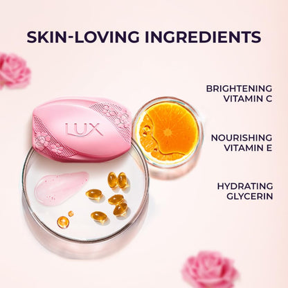 Lux Radiant Glow rose Vitamin C & E For Superior Glow Offer Pack of 8 x 150g