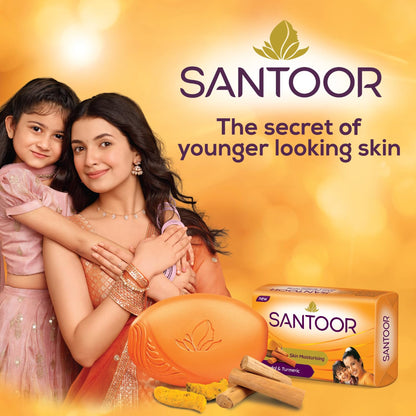 Santoor Sandal & Turmeric Soap for Total Skin Care, 125g (Pack of 4)
